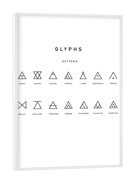 Poster mit weißem Rahmen "Hipster-Triangles" artboxONE - Geometrie - Triangle,Hipster,Dreieck,Glyphen