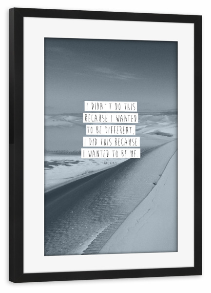 Poster mit Rahmen schwarz "I wanted blau" artboxONE - Typografie