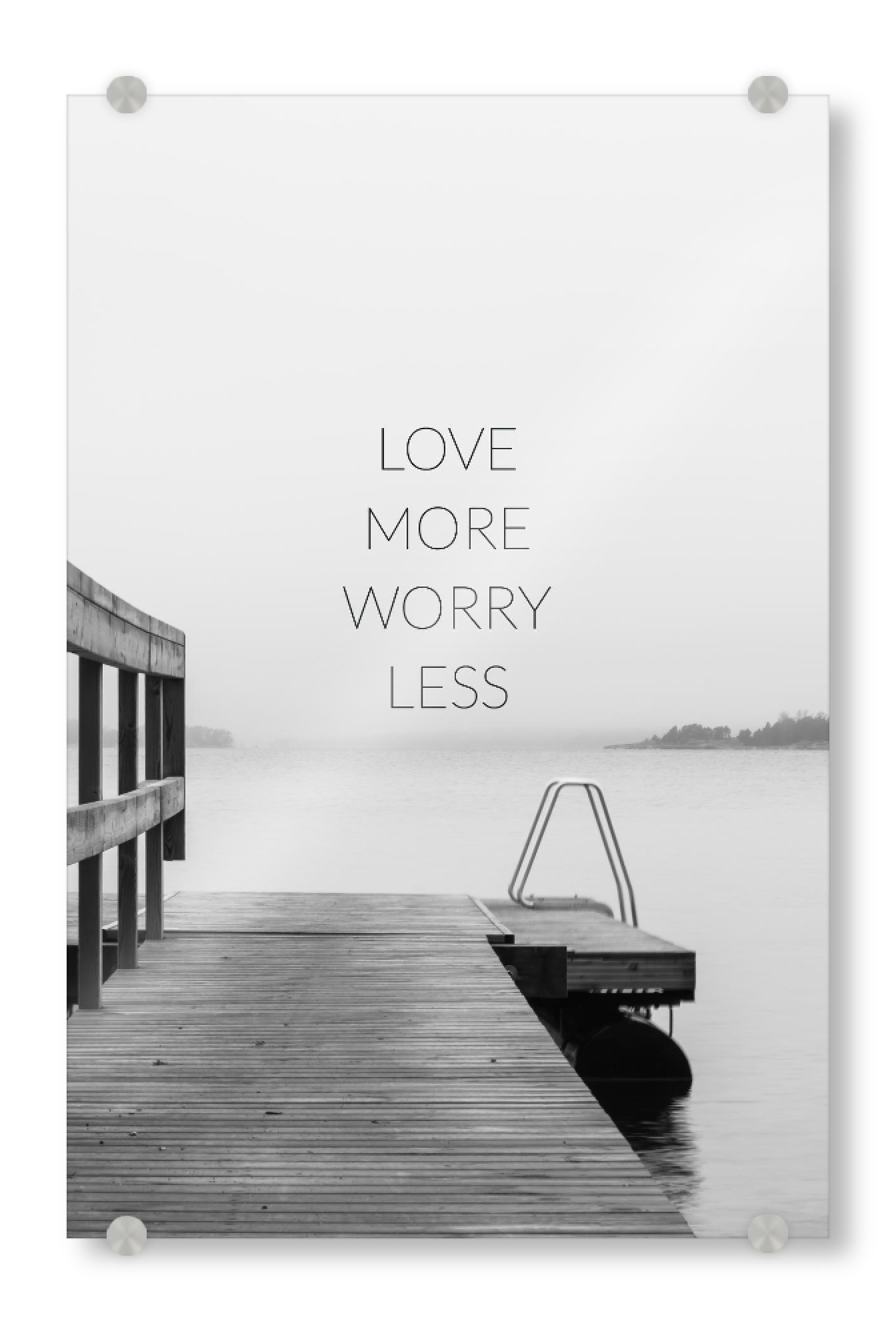 Acrylglasbild "Love more 2" artboxONE - Typografie,Schwarzweiß