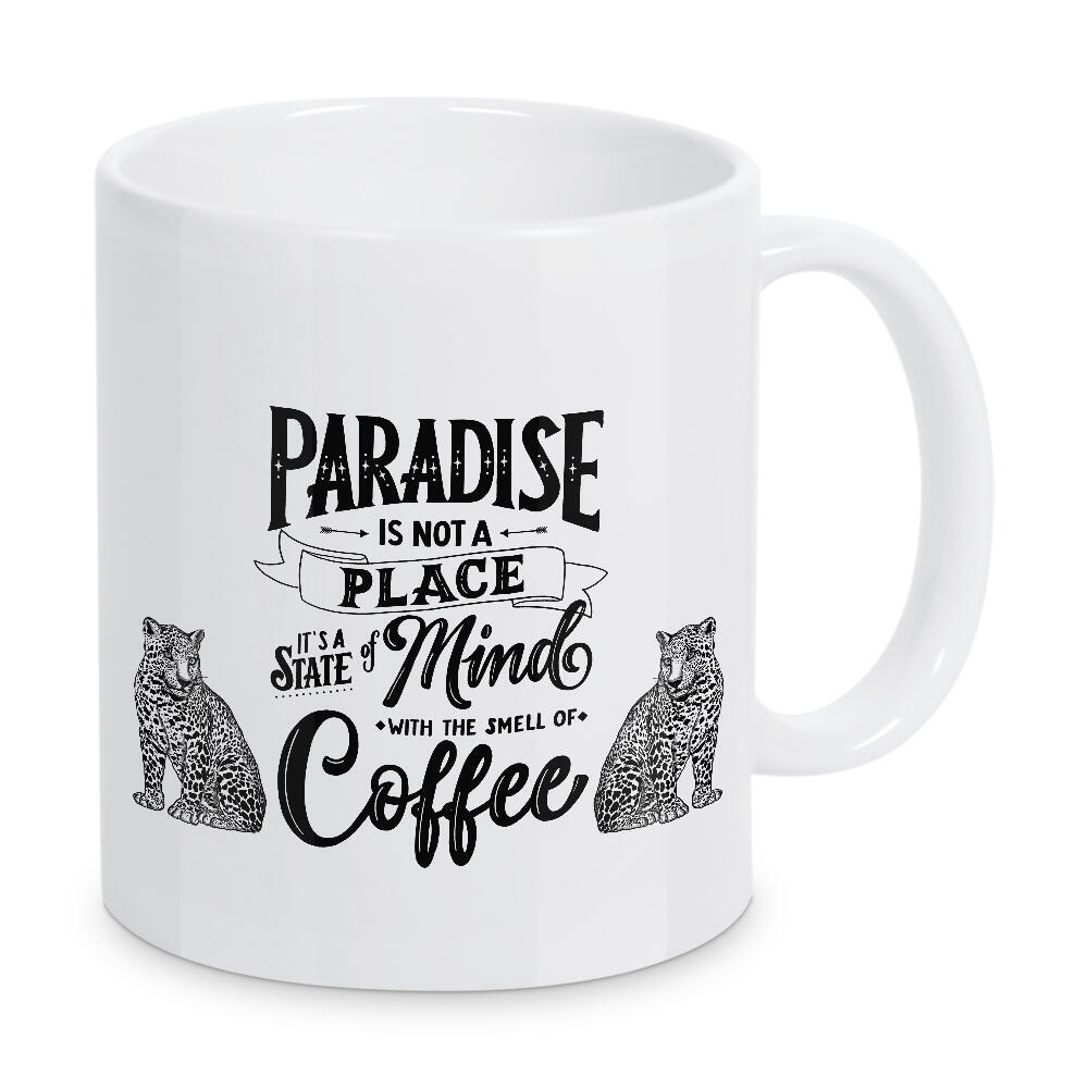 Tasse "Der Duft von Kaffee: paradiesisch" artboxONE - Typografie,Tiere,Essen & Trinken