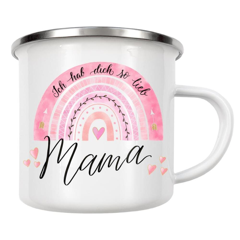 Emaille Tasse "Mama, hab dich so lieb" artboxONE - Typografie,Für Mama