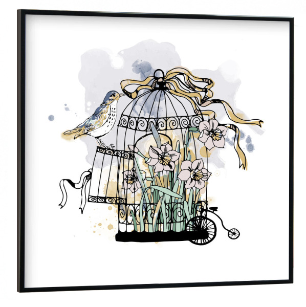 Poster mit schwarzem Rahmen 30x30 cm "Vogelkäfig" artboxONE - Abstrakt