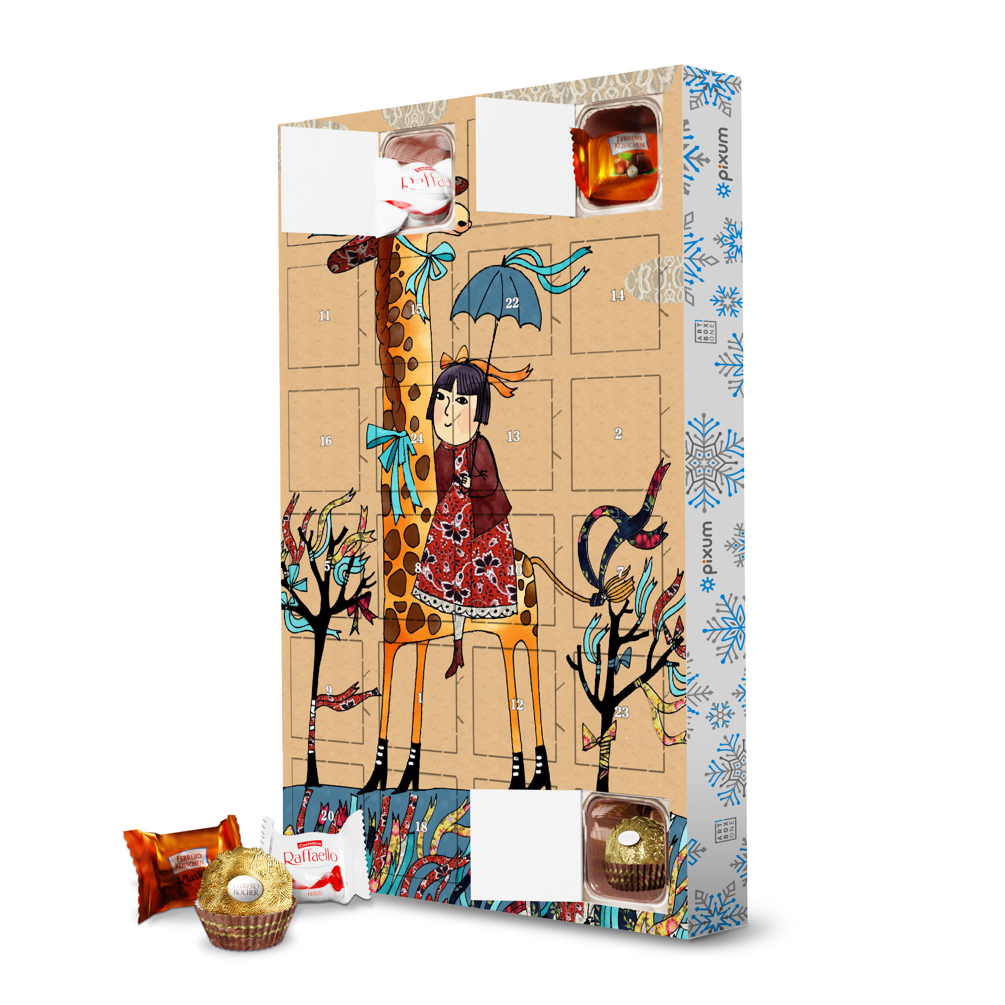 Adventskalender mit Ferrero Pralinen Giraffe Mädchen artboxONE Adventskalender Für Kinder