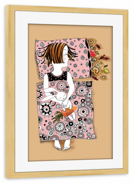 Poster mit Rahmen kiefer "Gute Nacht" artboxONE - Für Kinder