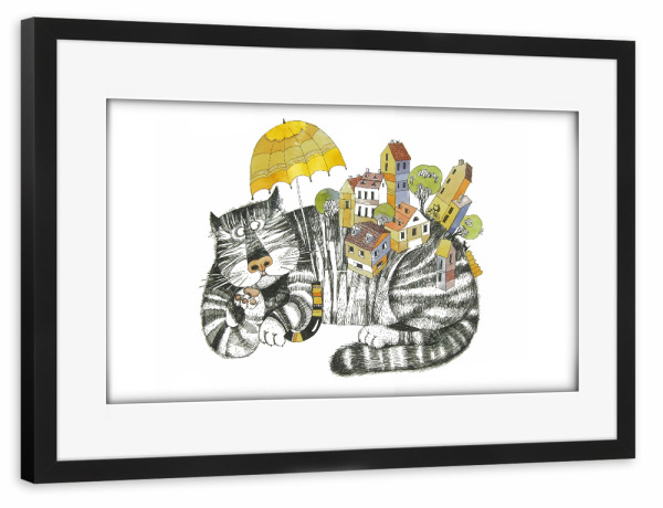 Poster mit Rahmen schwarz "Kater" artboxONE - Für Kinder
