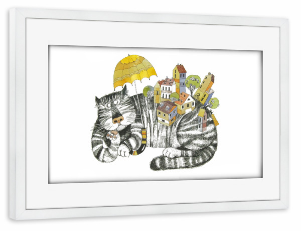 Poster mit Rahmen weiß "Kater" artboxONE - Für Kinder