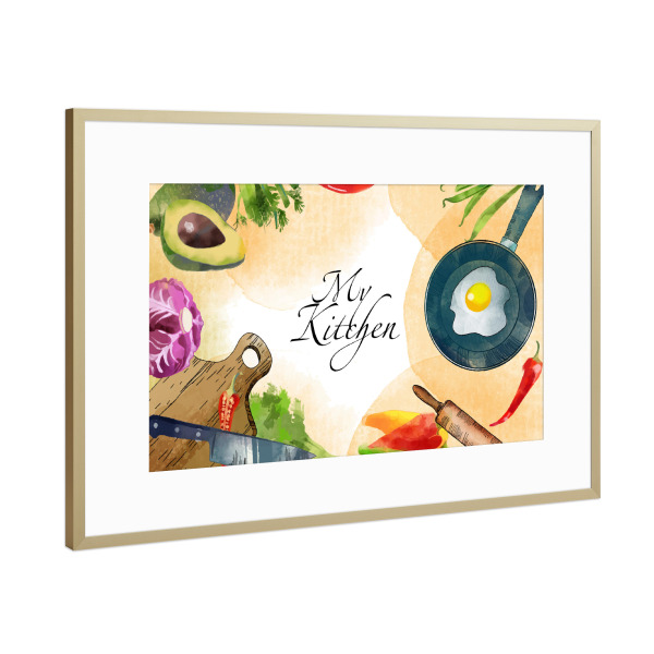 Poster mit Rahmen Gold "My Kitchen" artboxONE - Abstrakt