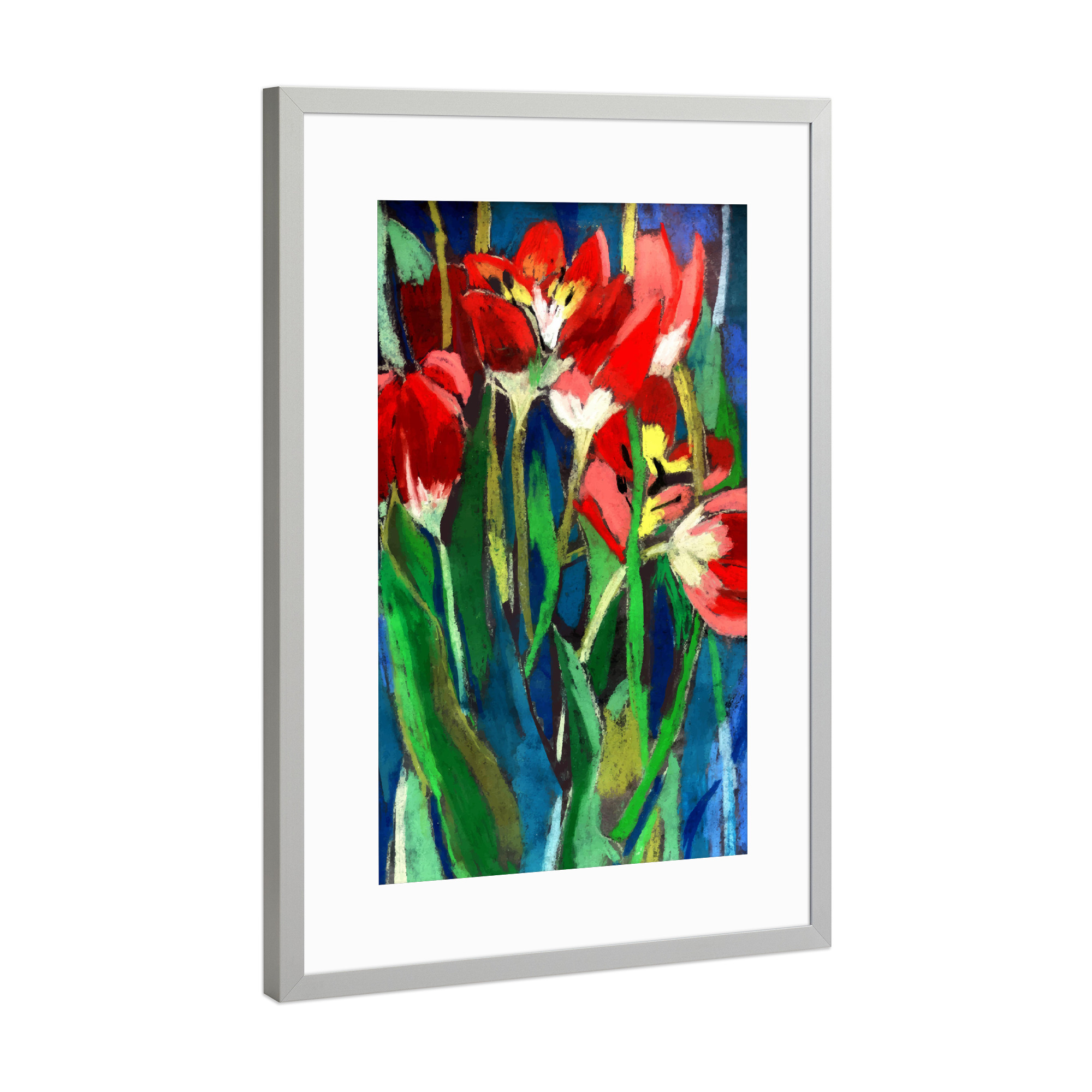 Poster mit Rahmen Silber "Pastel rot" artboxONE - Floral