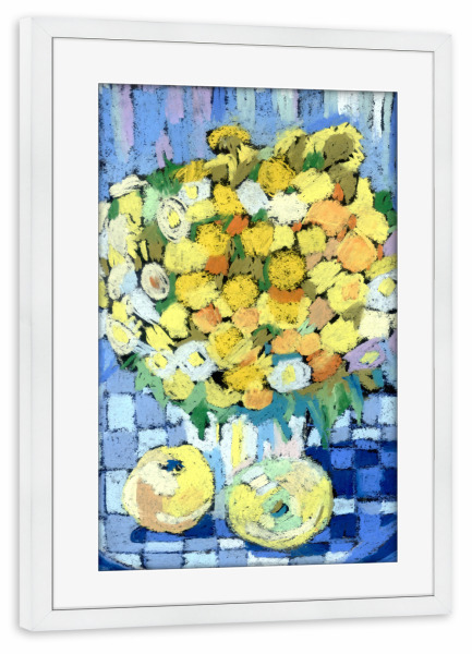 Poster mit Rahmen weiß "Pastel blau" artboxONE - Floral