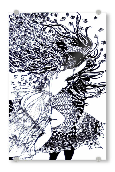 Acrylglasbild "Runaway Bride" artboxONE - Abstrakt,Schwarzweiß