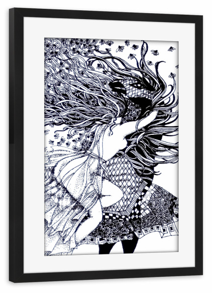 Poster mit Rahmen schwarz "Runaway Bride" artboxONE - Abstrakt,Schwarzweiß