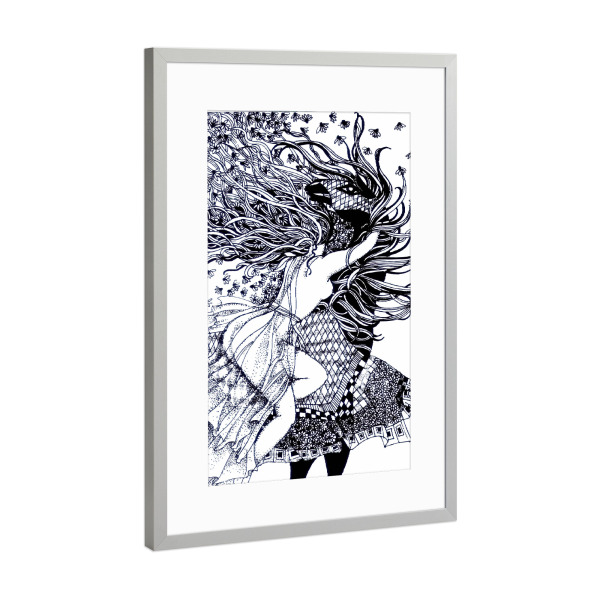 Poster mit Rahmen Silber "Runaway Bride" artboxONE - Abstrakt,Schwarzweiß