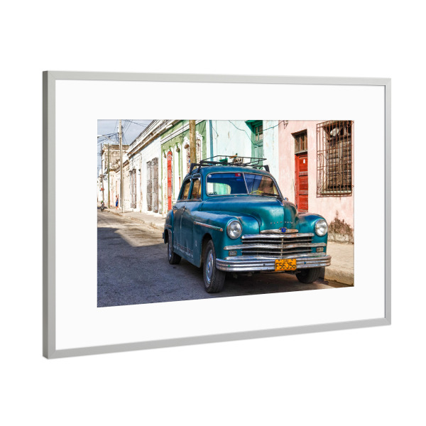 Poster mit Rahmen Silber "Kubanische Straße" artboxONE - Automobile - Oldtimer,Cuba,Kuba,Nostalgie,Morbider charme,Morbide