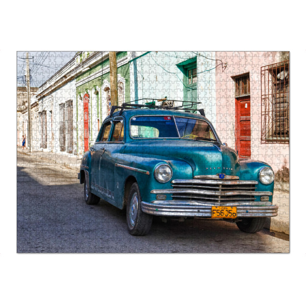 Puzzle Ravensburger "Kubanische Straße" artboxONE - Automobile - Oldtimer,Cuba,Kuba,Nostalgie,Morbider charme,Morbide - Bild oldtimer