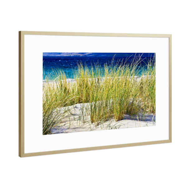 Poster mit Rahmen Gold "Türkise Weite" artboxONE - Natur,Reise - Meer,Strand,Sand,Dünen,Urlaub,Gras