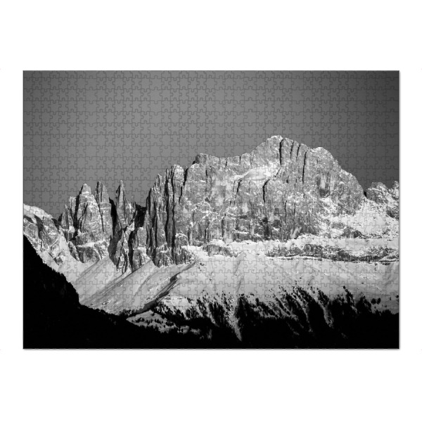 Puzzle Ravensburger "Mountain valley" artboxONE - Natur,Schwarzweiß - Berge,Bergkamm,Schnee,Tal - Bild Berge
