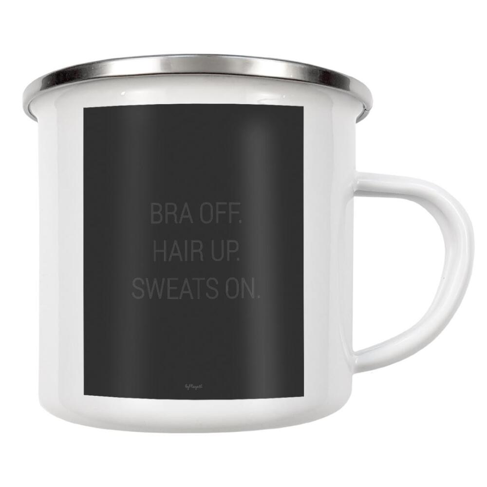 Emaille Tasse "Bra off" artboxONE - Typografie,Schwarzweiß