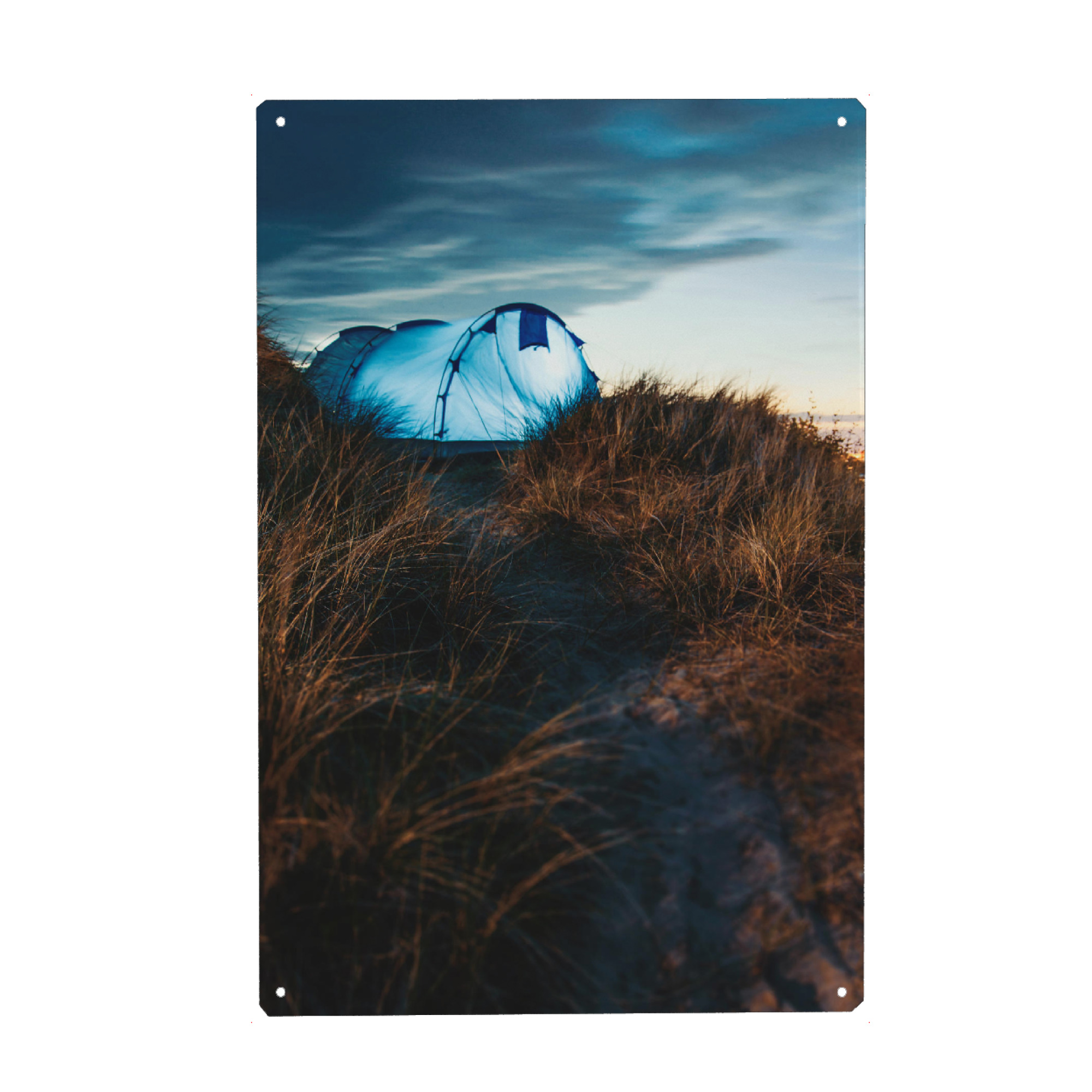 Metall Poster "Camp Sylt" artboxONE - Reise / Strand und Meer,Experimentell,Sommer,Fiktion
