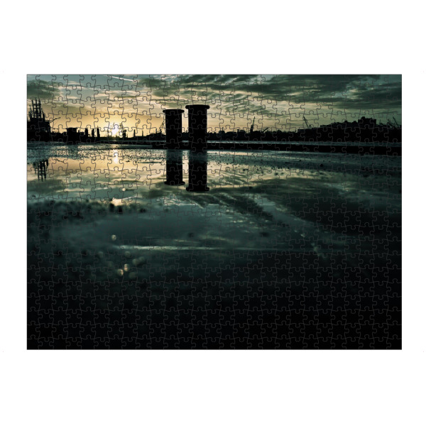 artboxONE Puzzle "Sonnenaufgang" artboxONE - Natur - Industrie,Hamburg,Hafen,Containerhafen,Verladestation,Weitwinkel,Deutschland,Norden