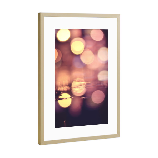 Poster mit Rahmen Gold "Lichter in der Gosse" artboxONE - Abstrakt,Städte / Weitere - Lichter,Kreise,Gosse