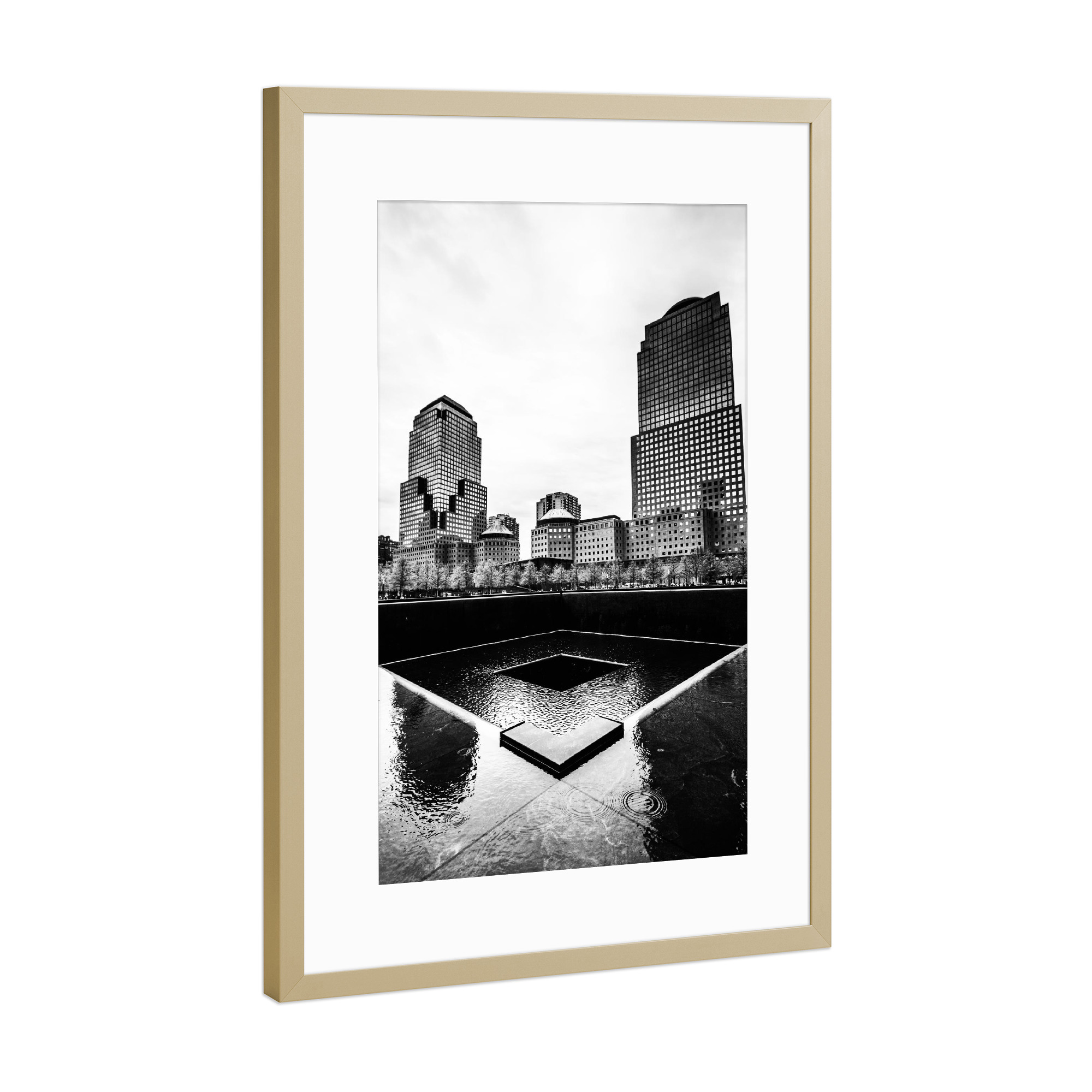 Poster mit Rahmen Gold "Never Forget" artboxONE - Städte / New York