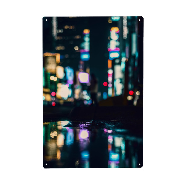 Holzbild "Warten" artboxONE - Städte / New York - Tiefenschärfe,Schärfentiefe,Schiefentärfe,Verschwommen,Lichter,Kreise,Regen,Straße