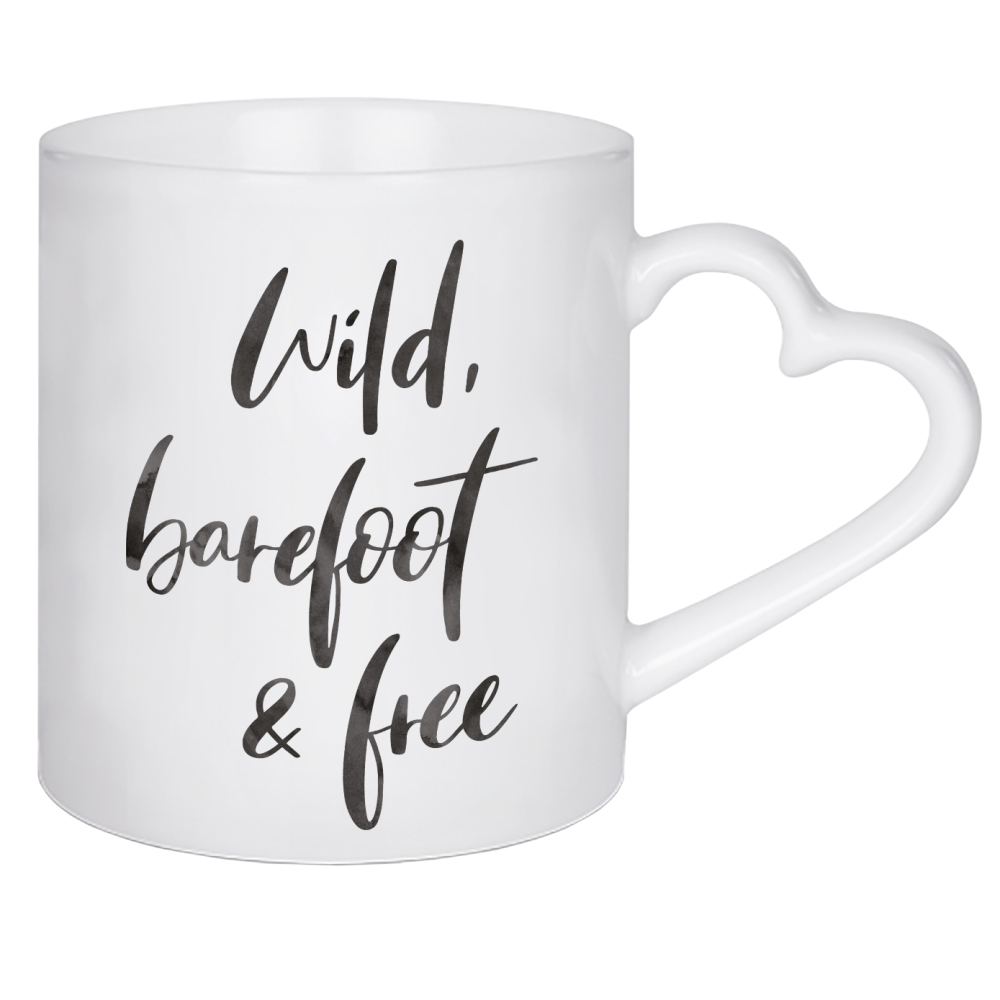 Herztasse "Wild, barefoot & free" artboxONE - Typografie,Natur,Fashion,Für Mama
