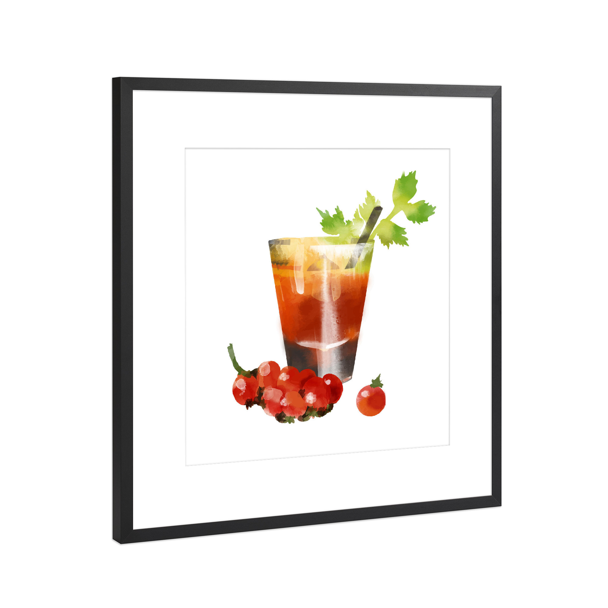 Poster mit Rahmen Schwarz (Metallic) "Bloody Mary 3" artboxONE - Abstrakt - Cocktail,Getränk,Getränk,Bar,Wodka,Zitronensaft,Tabasco,Tomatensaft