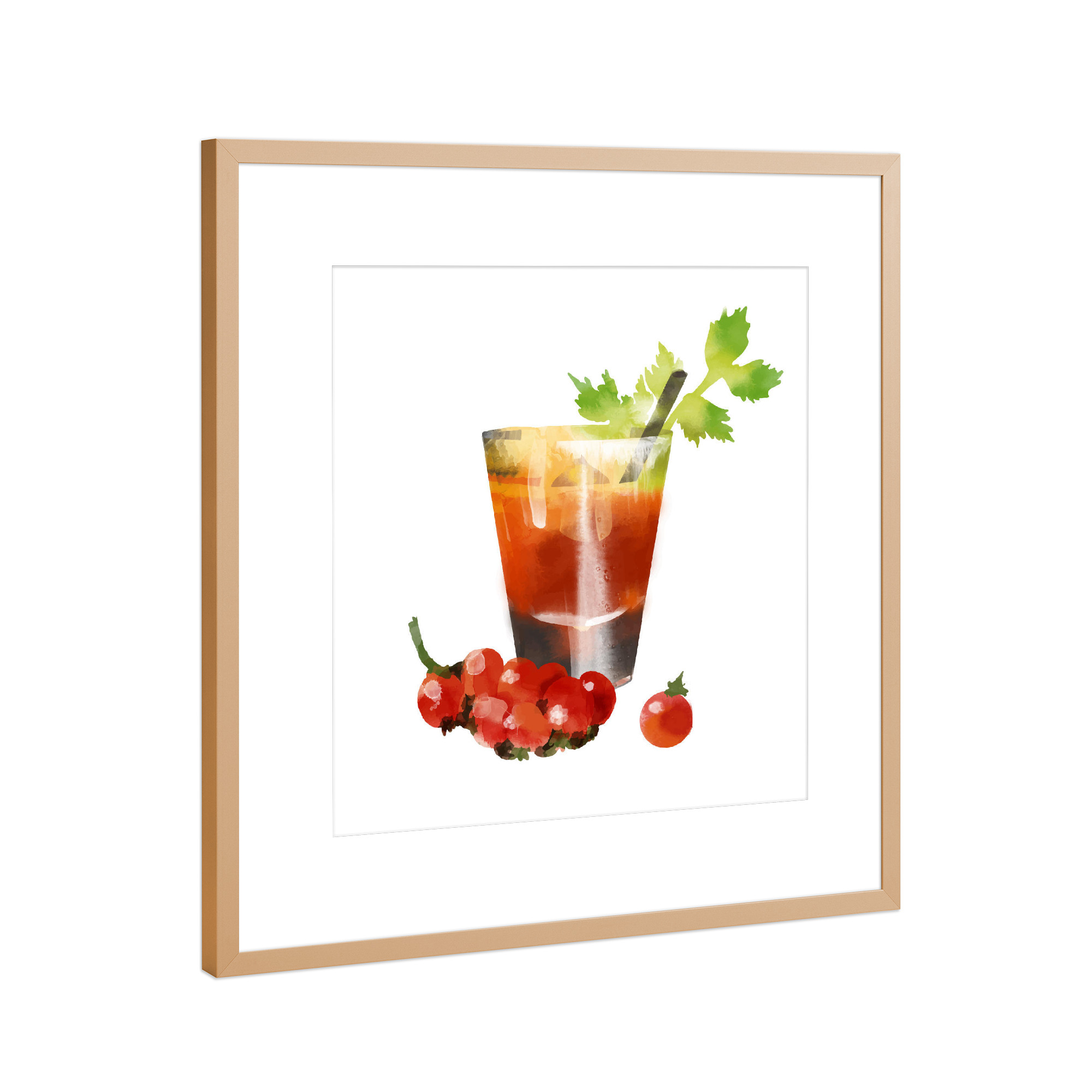 Poster mit Rahmen Kupfer "Bloody Mary 3" artboxONE - Abstrakt - Cocktail,Getränk,Getränk,Bar,Wodka,Zitronensaft,Tabasco,Tomatensaft