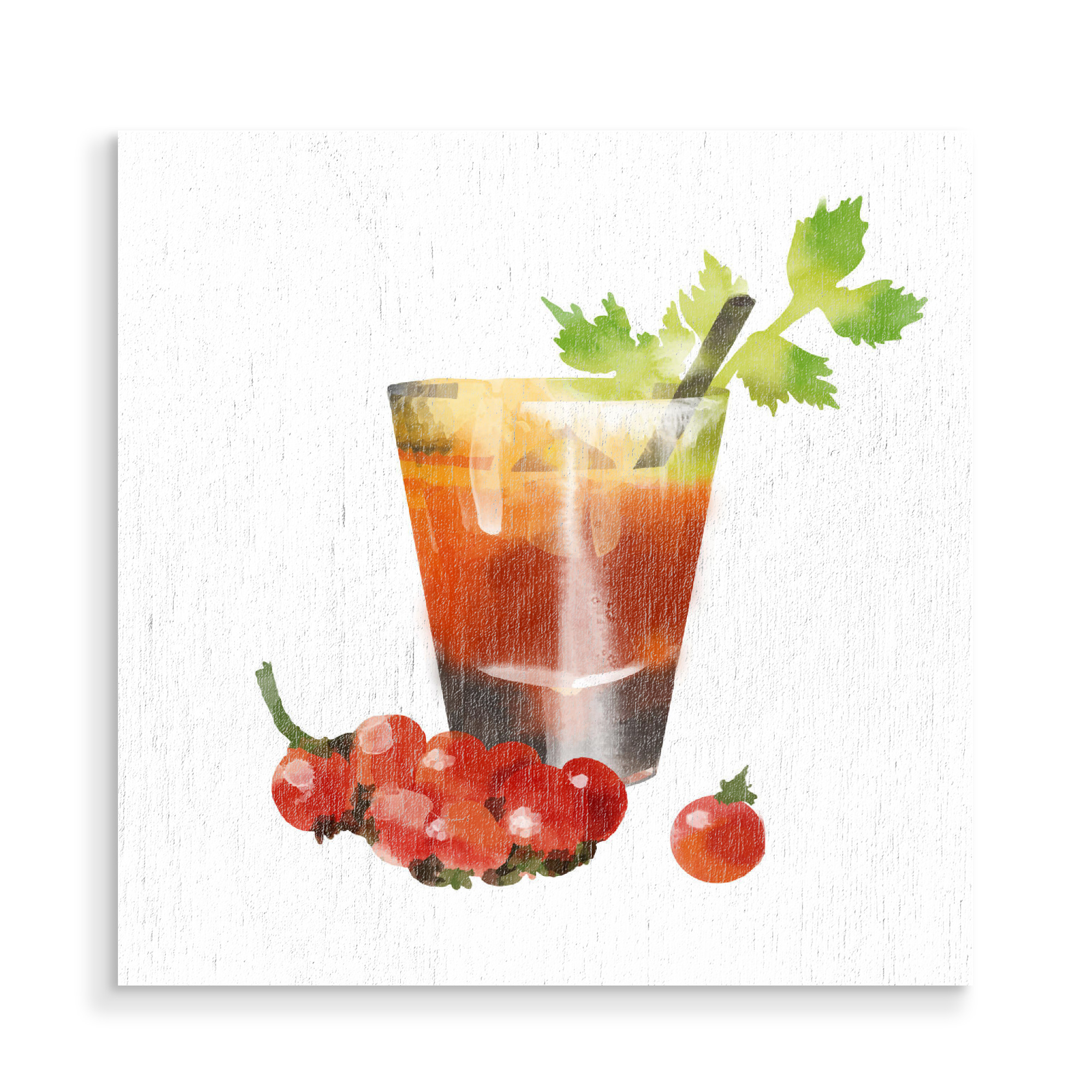 Holzbild "Bloody Mary 3" artboxONE - Abstrakt - Cocktail,Getränk,Getränk,Bar,Wodka,Zitronensaft,Tabasco,Tomatensaft