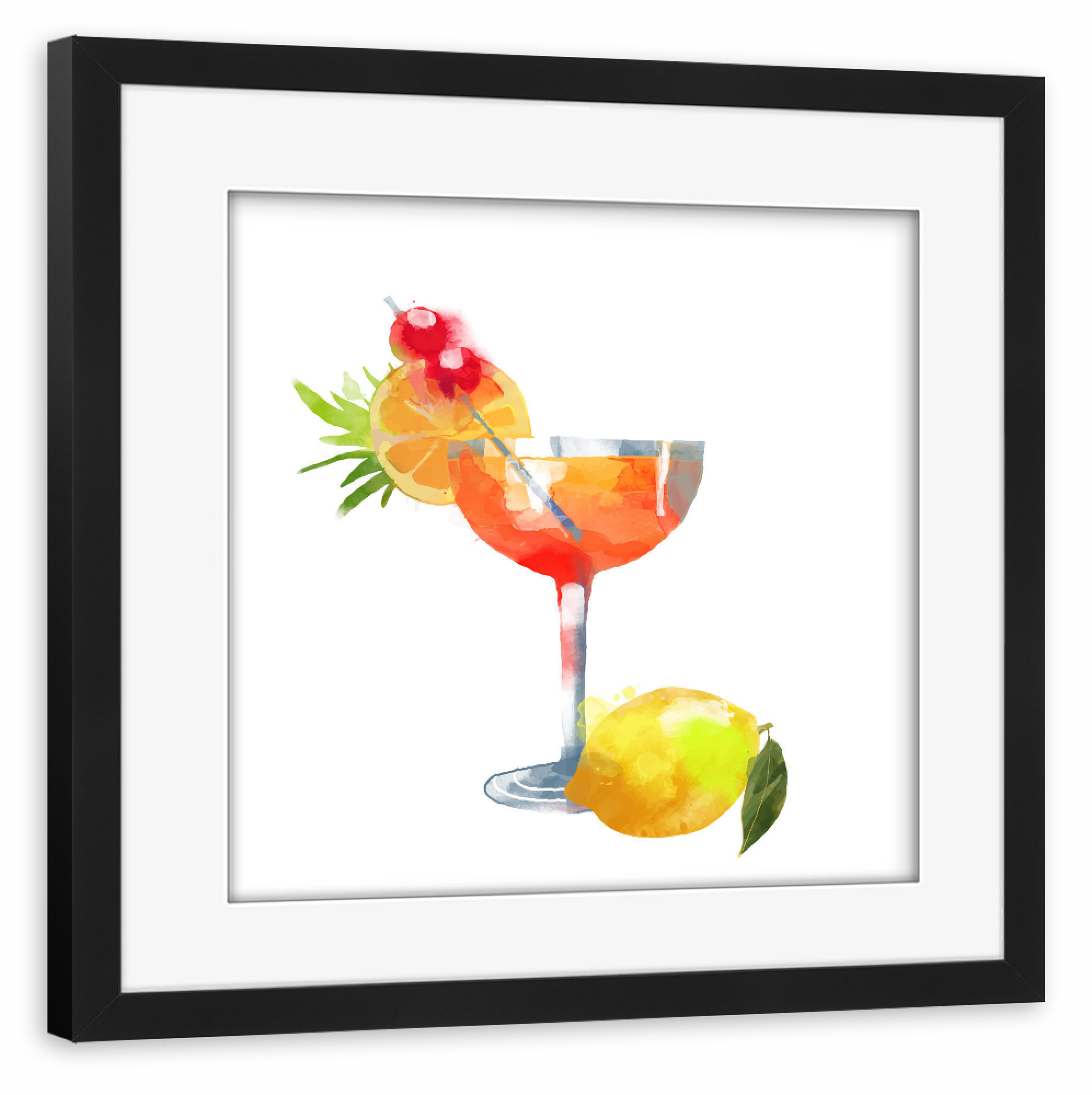 Poster mit Rahmen schwarz "Sex on the Beach" artboxONE - Abstrakt - Cocktail,Drink,Getränk,Bar,Pfirsich,Grenadine,Ananas
