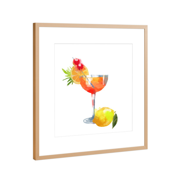 Poster mit Rahmen Kupfer "Sex on the Beach" artboxONE - Abstrakt - Cocktail,Drink,Getränk,Bar,Pfirsich,Grenadine,Ananas