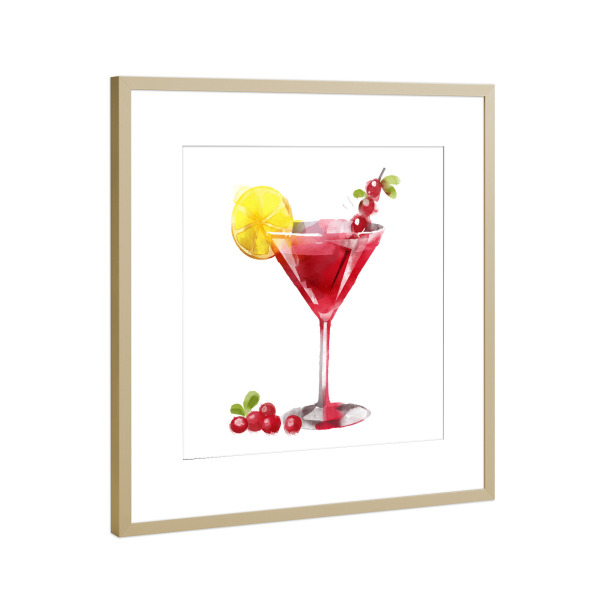 Poster mit Rahmen Gold "Cosmopolitan 3" artboxONE - Abstrakt - Cocktail,Getränk,Getränk,Bar,Wodka,Orange,Limette,Cranberry