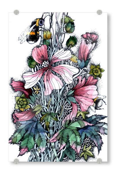 Acrylglasbild "Flower 2" artboxONE - Floral - Blumen,Blüten,Hummel,Bestäubung,Pastell