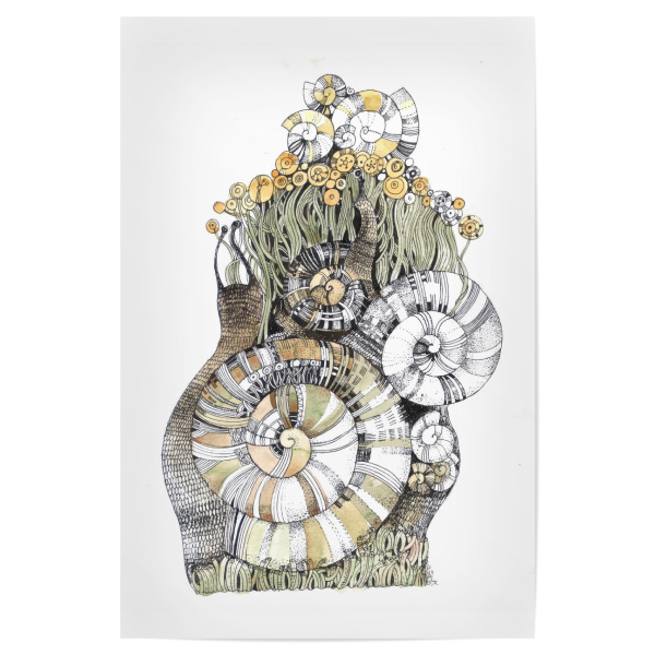 Poster 30x20 cm "Mama Schnecke" artboxONE - Floral - Blumen,Blüten,Schneckenhaus,Kreisel,Mandala