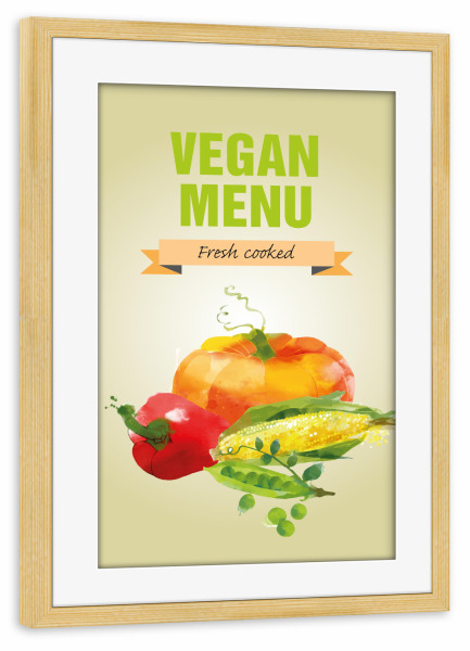 Poster mit Rahmen kiefer "Vegan Menu" artboxONE - Rock the kitchen,Essen & Trinken