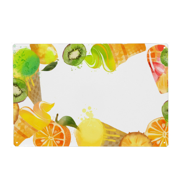 Holzbild "Früchte gelb" artboxONE - Rock the kitchen,Essen & Trinken - Eis,Frucht,Obst,Kiwi,Wassereis,Gesund,Softeis