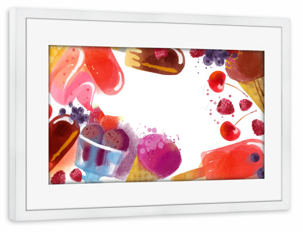 Poster mit Rahmen weiß "Ice Menu red" artboxONE - Rock the kitchen,Essen & Trinken