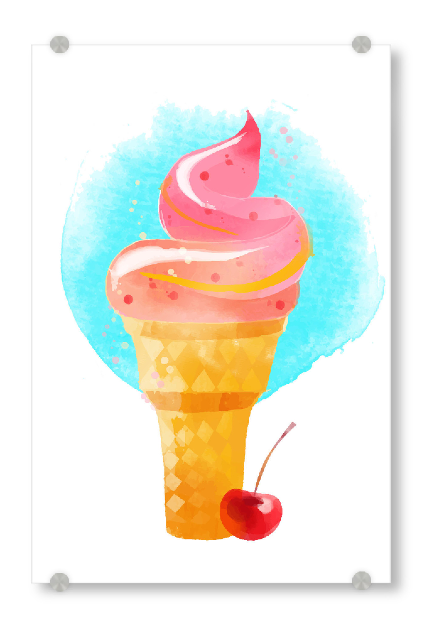 Acrylglasbild "Soft Ice" artboxONE - Rock the kitchen,Essen & Trinken,Sommer - Eis,Waffel,Kirsche,Softeis
