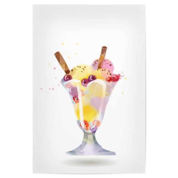 Poster "Vanilla ice" artboxONE - Rock the kitchen,Essen & Trinken - Eis,Becher,Vanilleeis,Johannisbeeren,Beeren,Waffeln