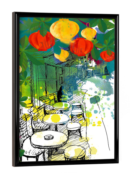 Poster mit schwarzem Rahmen "Paris Night" artboxONE - Städte / Paris - Cafe,Kneipe,Sommerabend,Bar