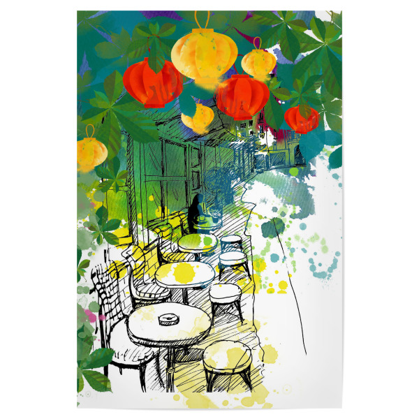 Poster "Paris Night" artboxONE - Städte / Paris - Cafe,Kneipe,Sommerabend,Bar