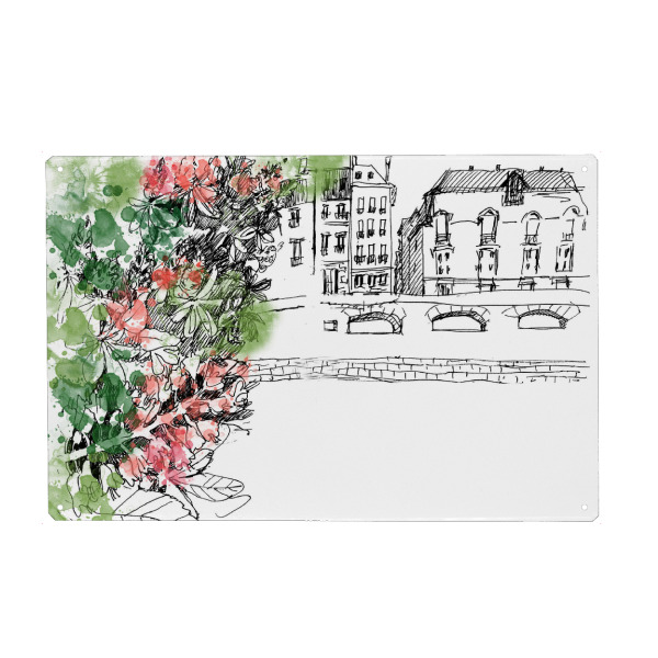 Holzbild "Paris my Love" artboxONE - Städte / Paris - Blumen,Blüten,Altstadt,Frankreich,Idylle,Stadtmauer