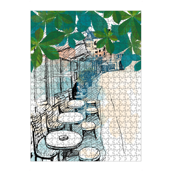 Puzzle Ravensburger "Paris my Love 2" artboxONE - Städte / Paris - Cafe,Kneipe,Sommerabend,Bar,Ahorn,Pastel - Bild cafe