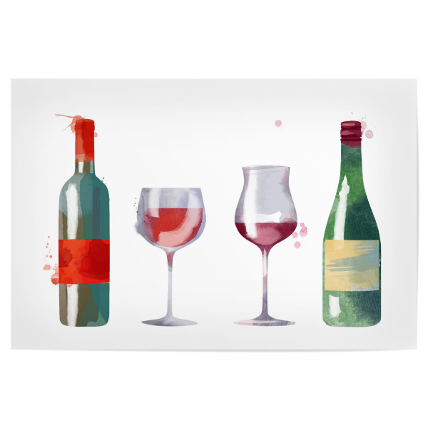 Poster 30x20 cm "In Vino" artboxONE - Rock the kitchen,Essen & Trinken - Rotwein,Flaschen,Gläser,Rosé,Party,Weinprobe,Feier