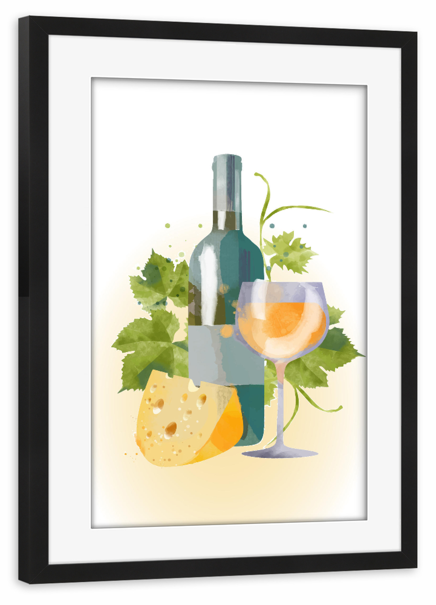 Poster mit Rahmen schwarz "Blonder Wein" artboxONE - Rock the kitchen,Essen & Trinken