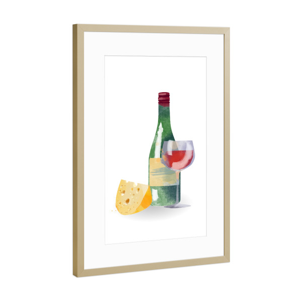 Poster mit Rahmen Gold "Roter Wein" artboxONE - Rock the kitchen,Essen & Trinken