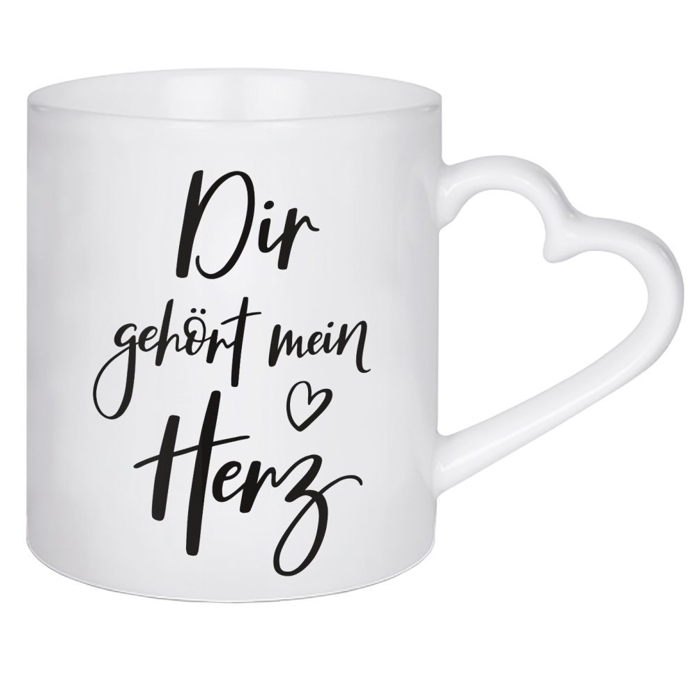 Herztasse "Dir gehört mein Herz" artboxONE - Typografie,Schwarzweiß,Liebe,Für Mama,Für Papa