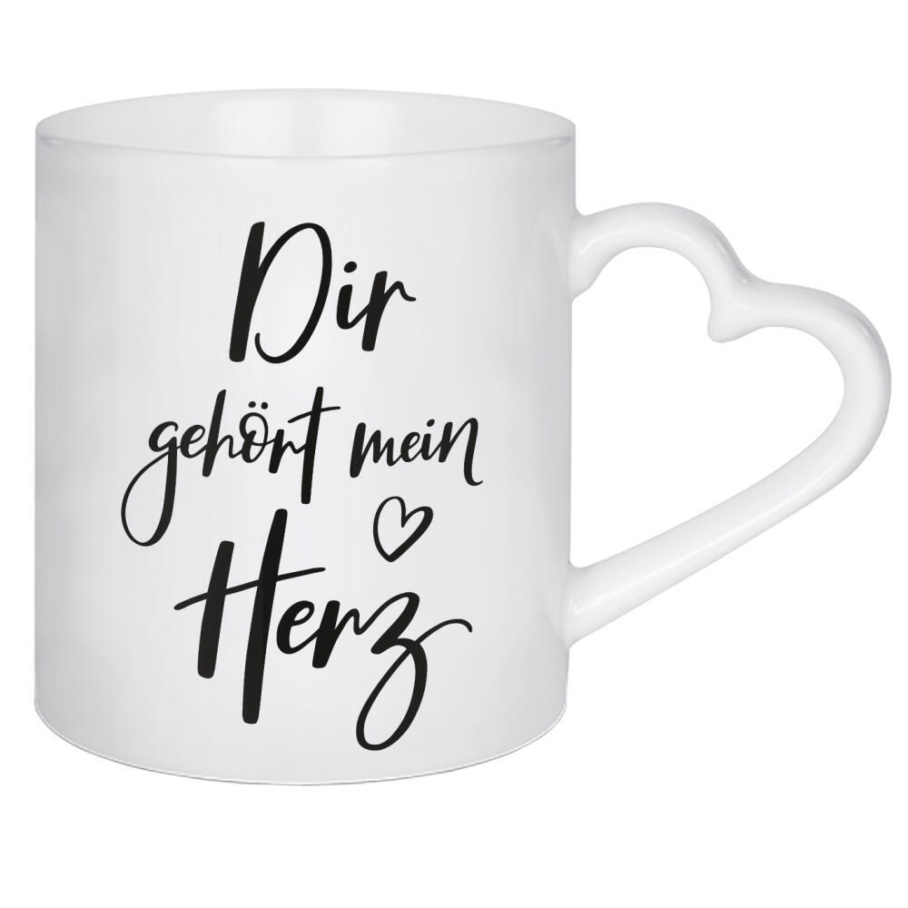 Herztasse "Dir gehört mein Herz" artboxONE - Typografie,Schwarzweiß,Liebe,Für Mama,Für Papa