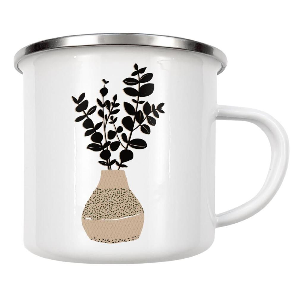 Emaille Tasse "Abstract plant in a vase" artboxONE - Natur,Floral,Abstrakt